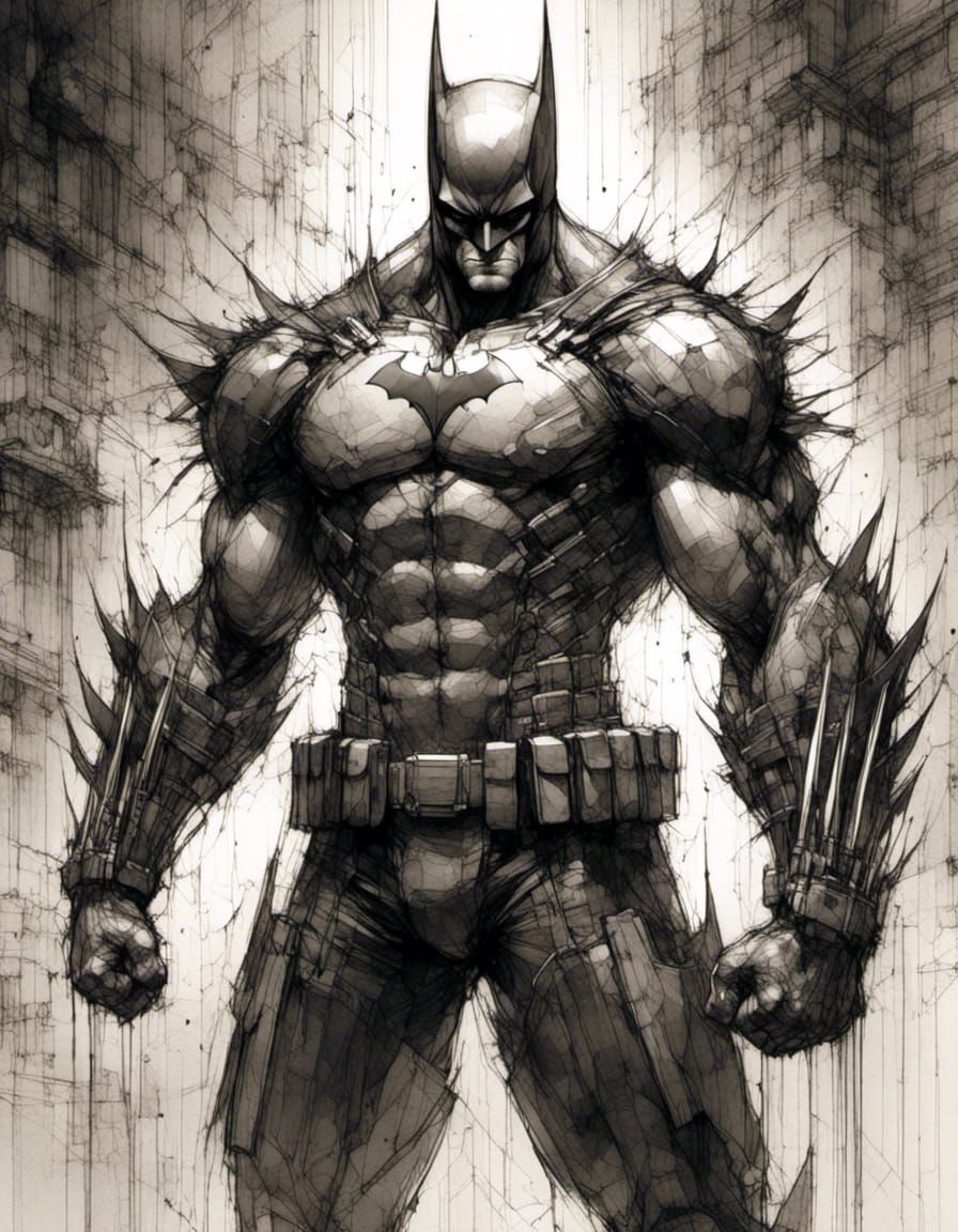 <lora:Anime:1.0> <lora:Mixed media:1.0> Dark Claw: Wolverine and Batman Combined