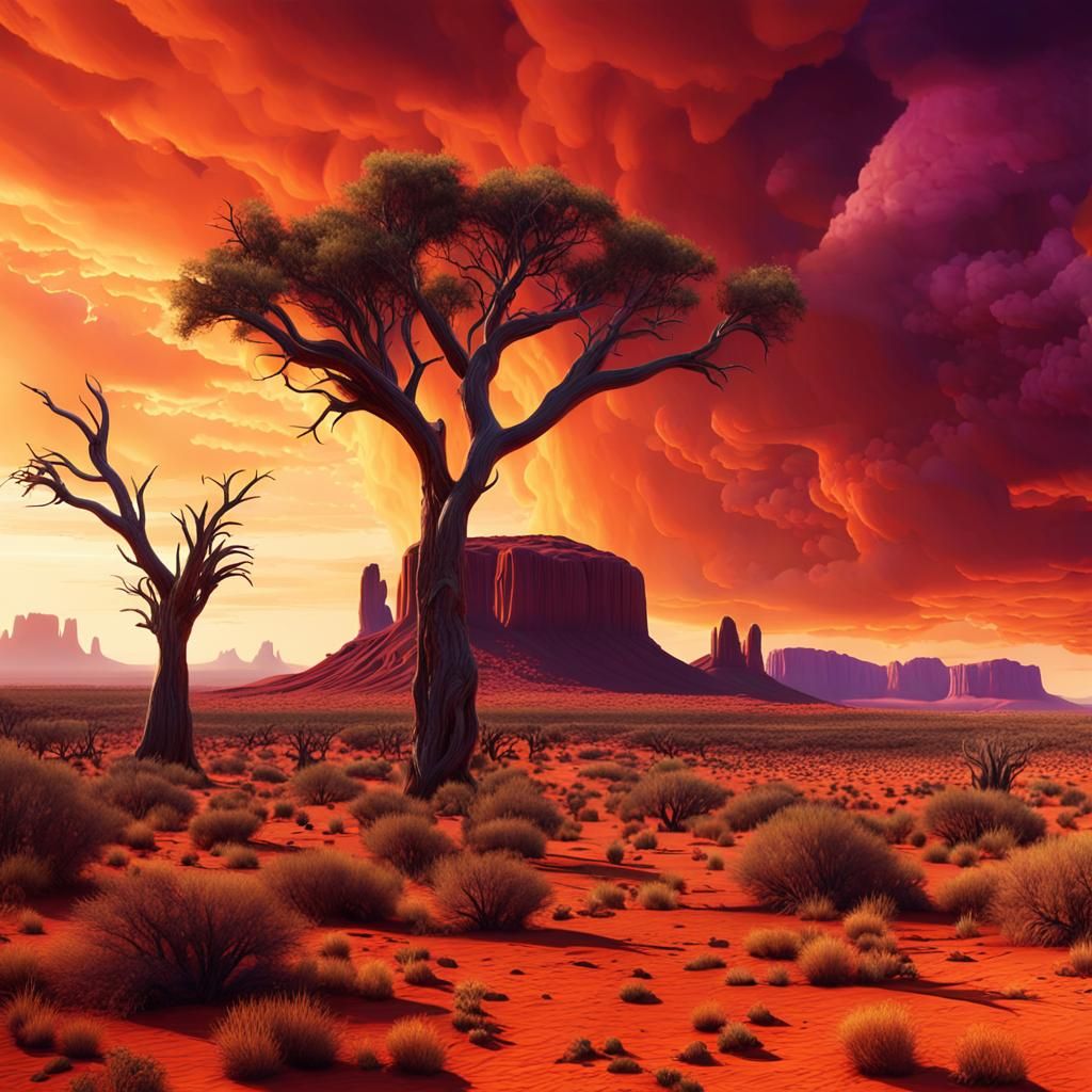 Dramatic Outback Landscape in Digital Matte Painting Style