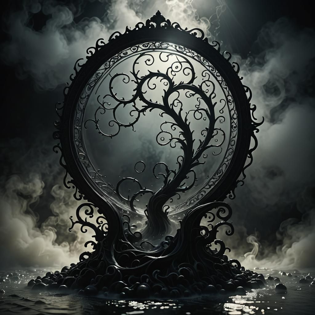 Eerie Glass A in Fog: Dark Fantasy 3D Render