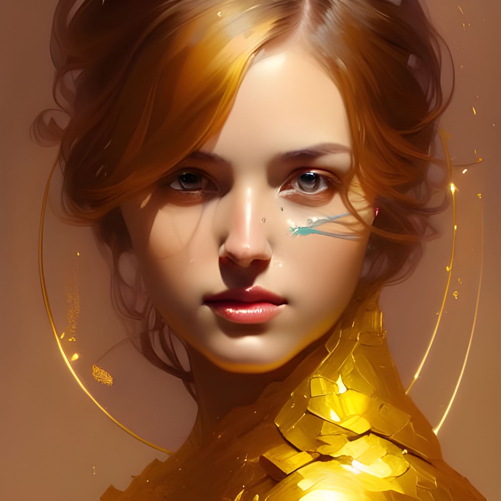 Liquid Gold Princess in Hyperdetailed Portrait