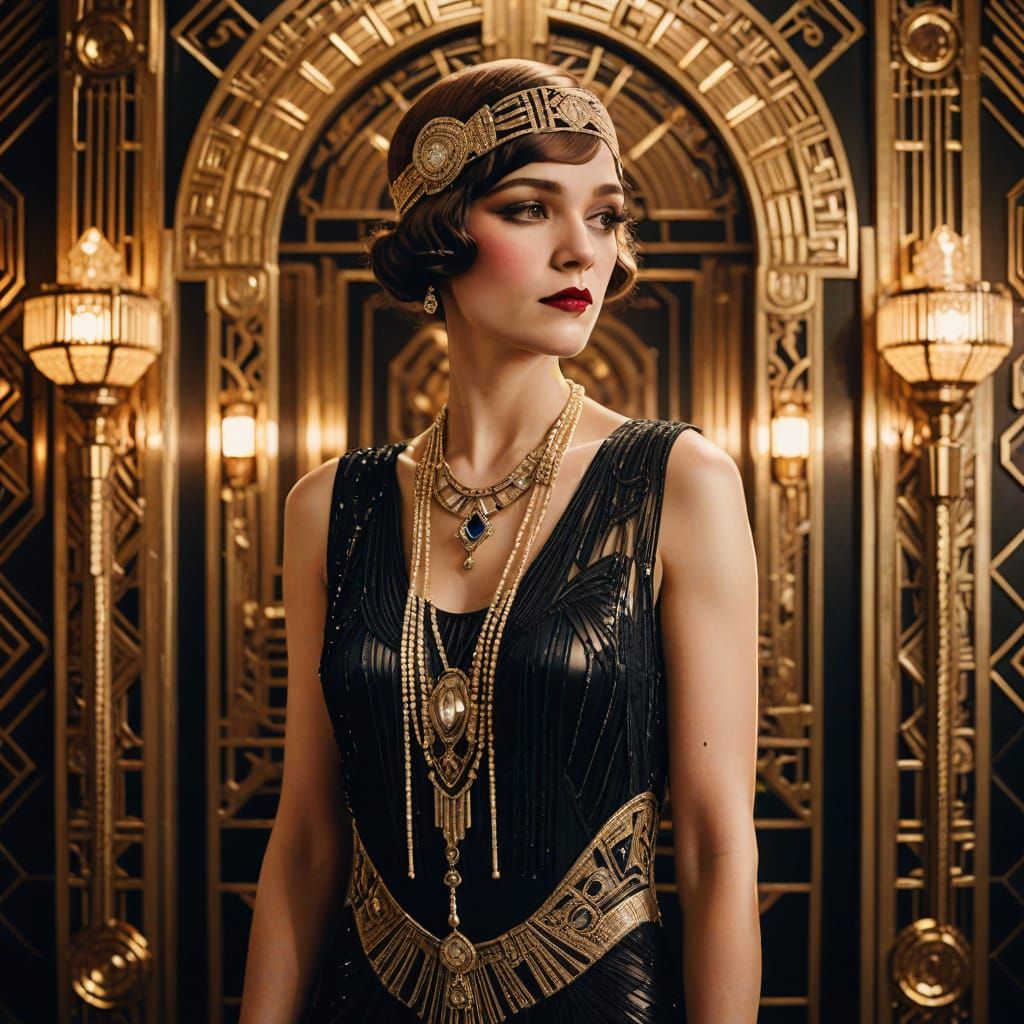 Elegant Art Deco Woman in Luxurious Room