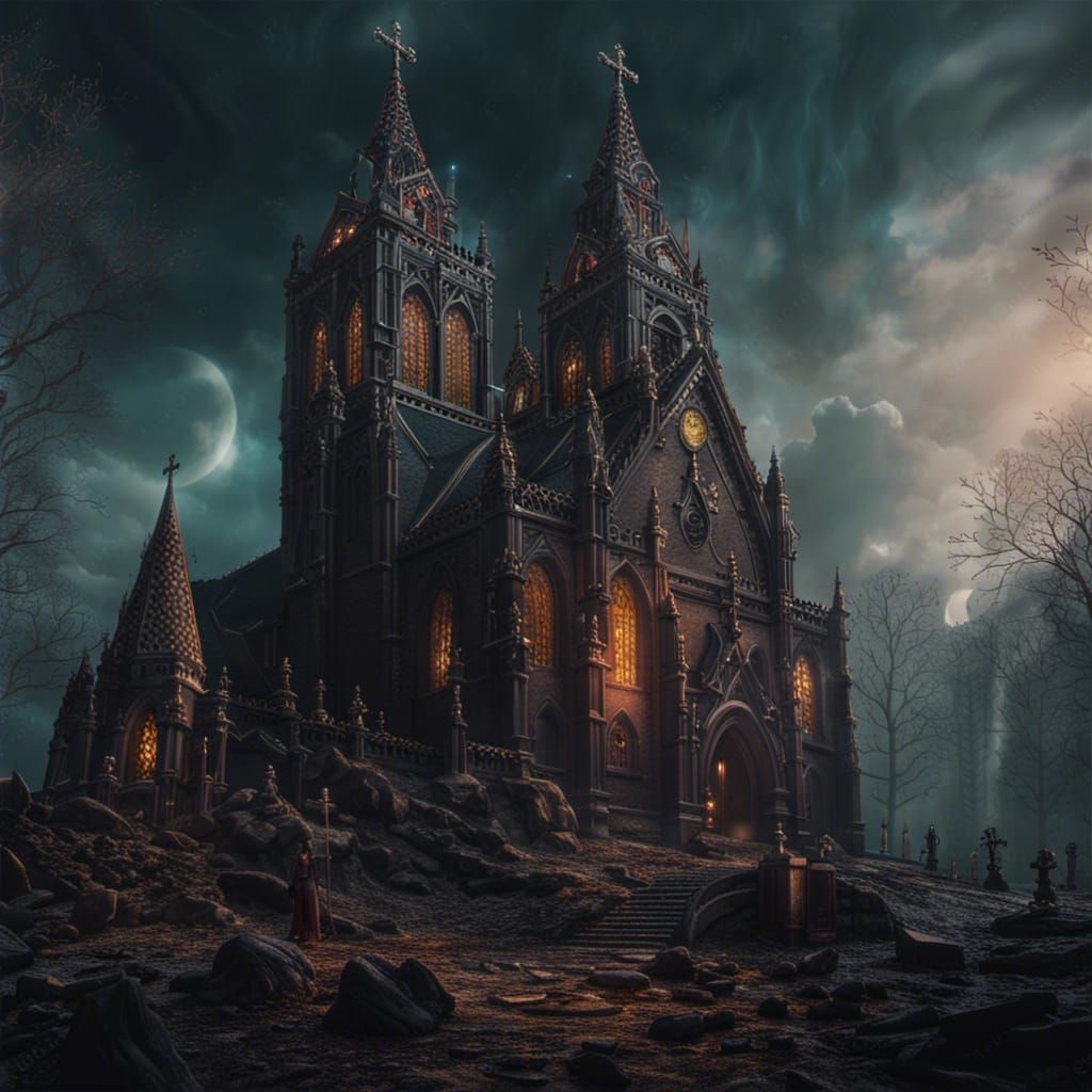 Eerie Church on a Hill: Matte Painting Concept Art