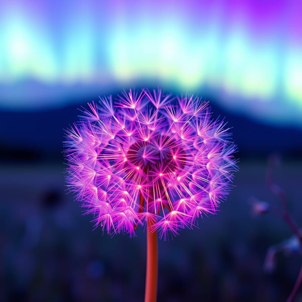 Surreal Neon Landscape with Hyperdimensional Aurora Borealis