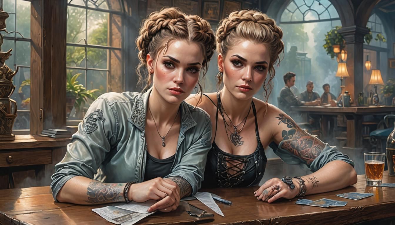 Braided Woman with Tattoos in Ethereal Fantasy Style