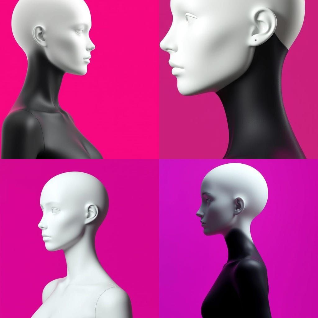 Minimalist Androgynous Mannequin in Electric Magenta Setting