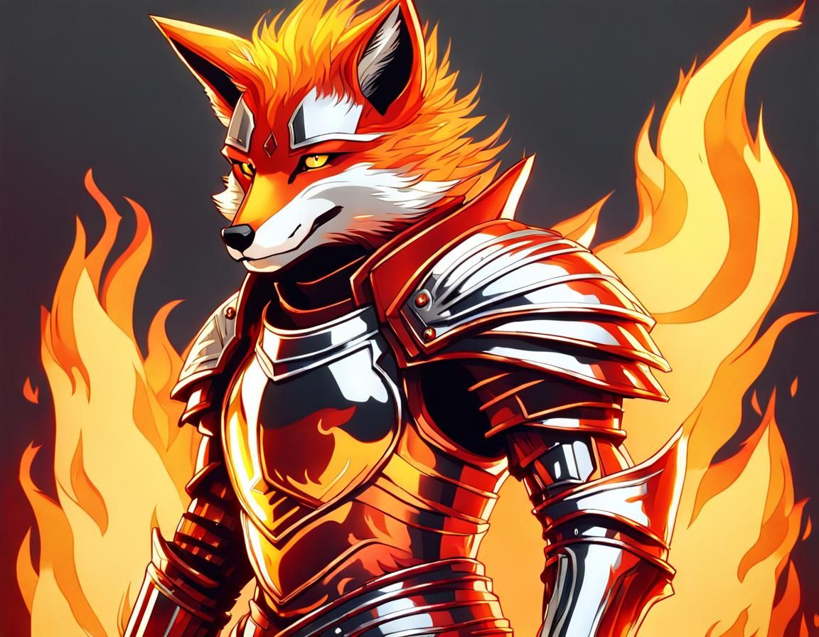Fiery Fox Knight with Chrome Armor