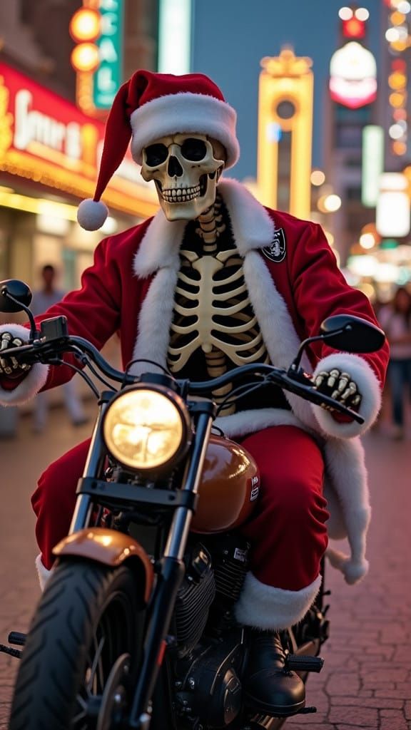 Cyberpunk Skeleton Rider on Las Vegas Strip