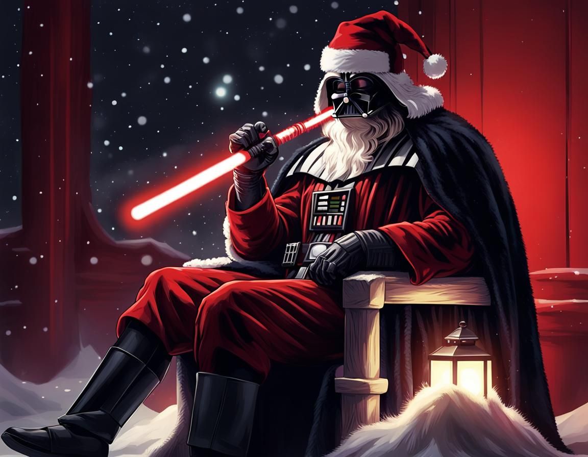 Darth Vader as Santa in Sci-Fi Christmas Scene