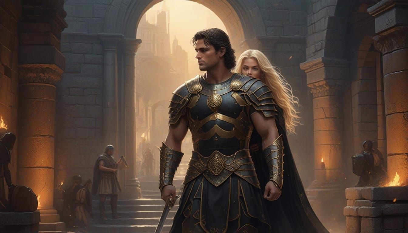 Chivalrous Gladiator in Ancient Roman Dungeon