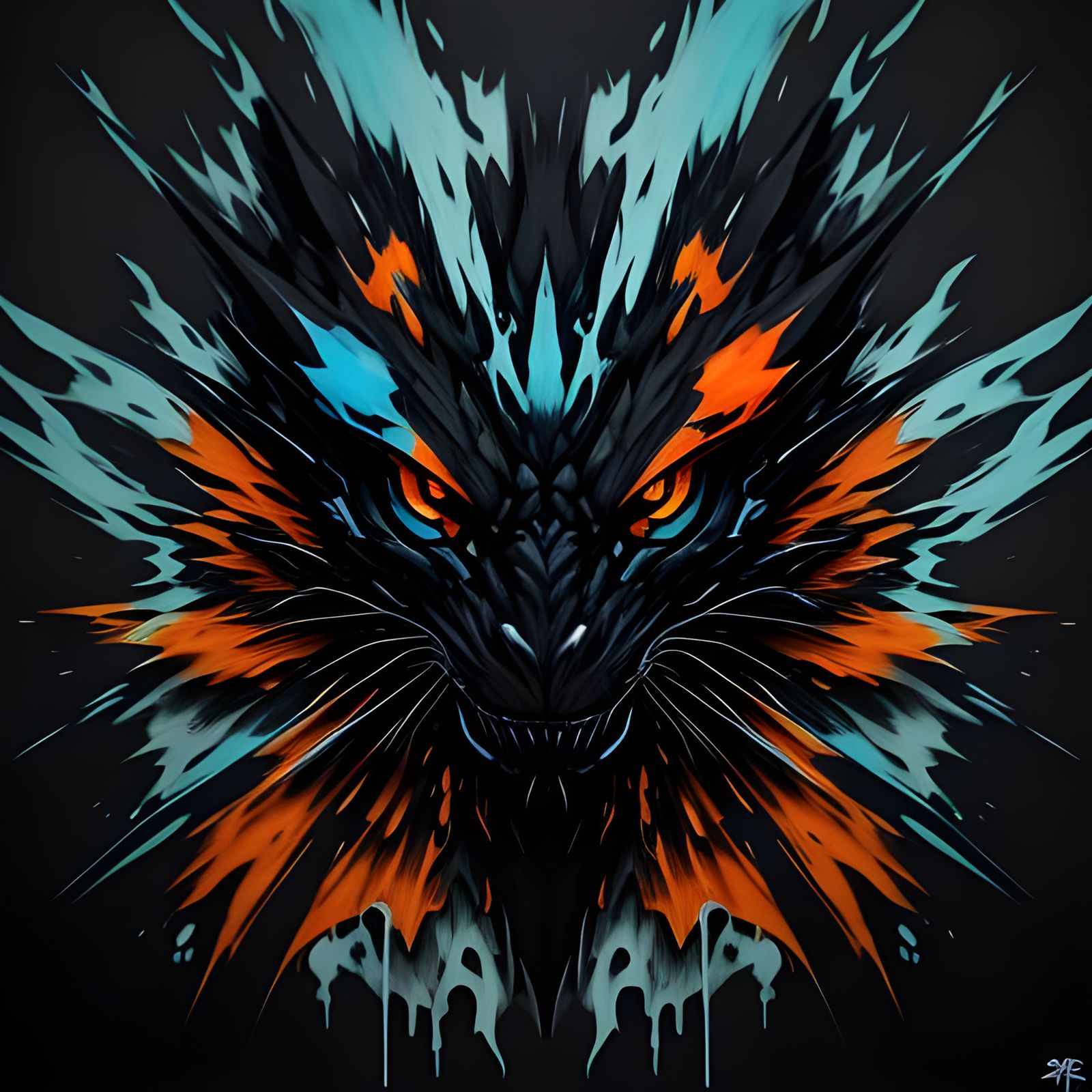 Dragon with Blue Eyes in Graffiti Art Style