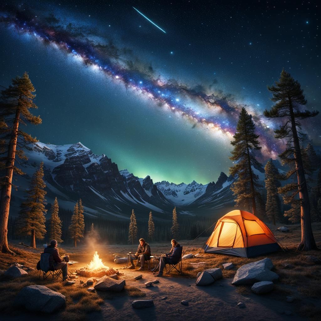 Starry Campsite Under the Milky Way
