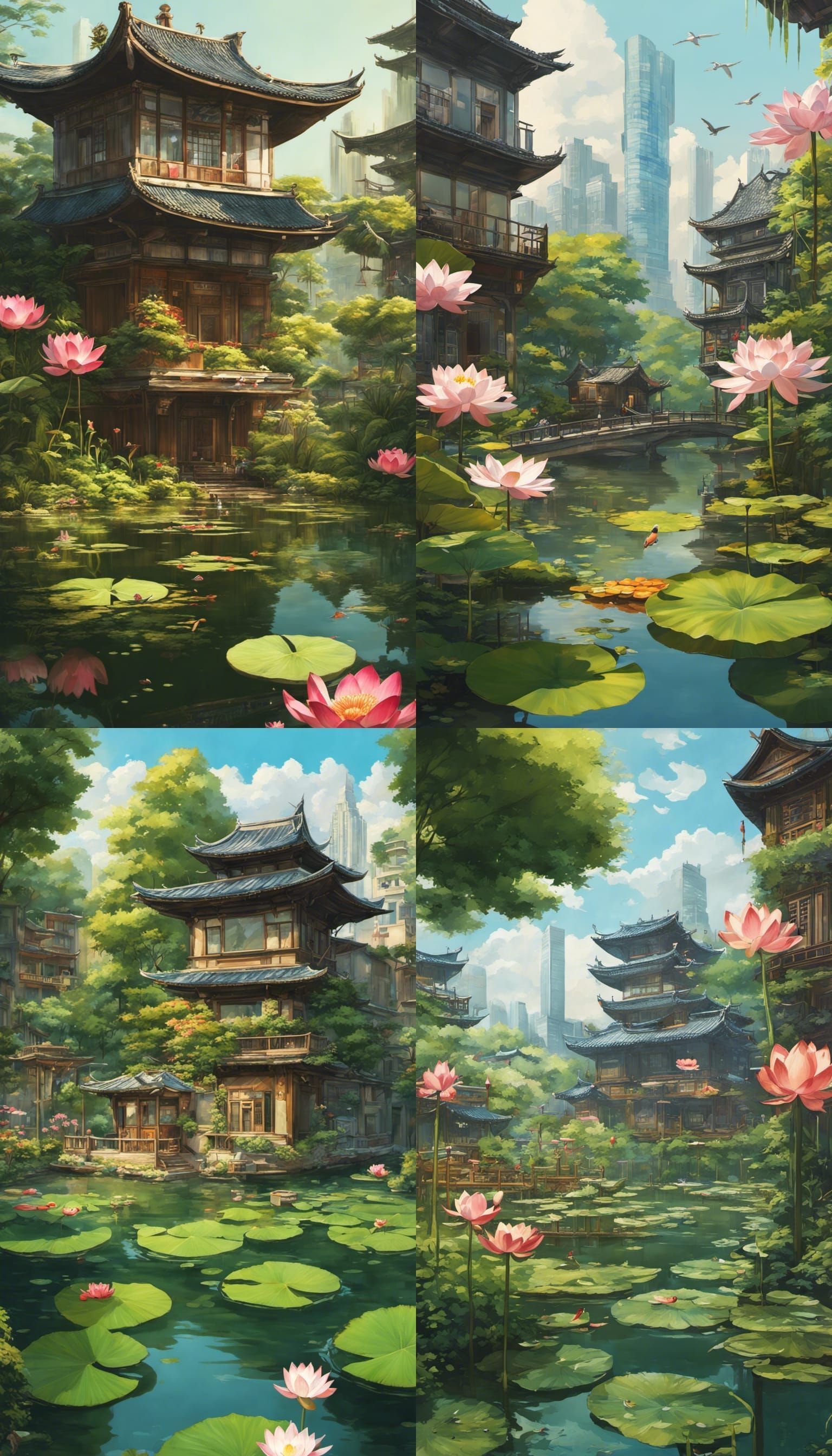 Ghibli Garden Oasis Amidst City High-Rises