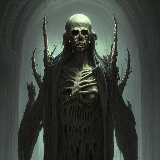 Undead Man in Crypt: Baroque Horror Art