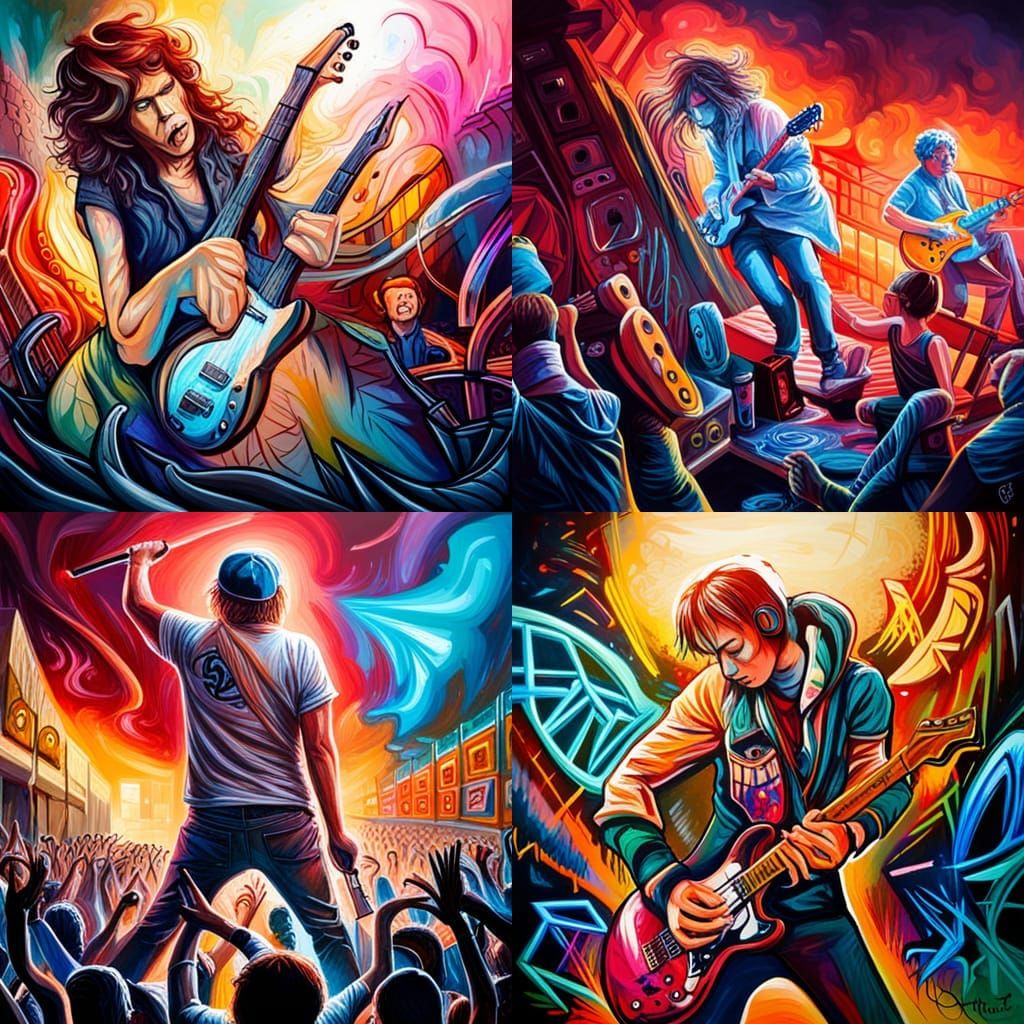 Classic Rock Concert in Graffiti Art Style