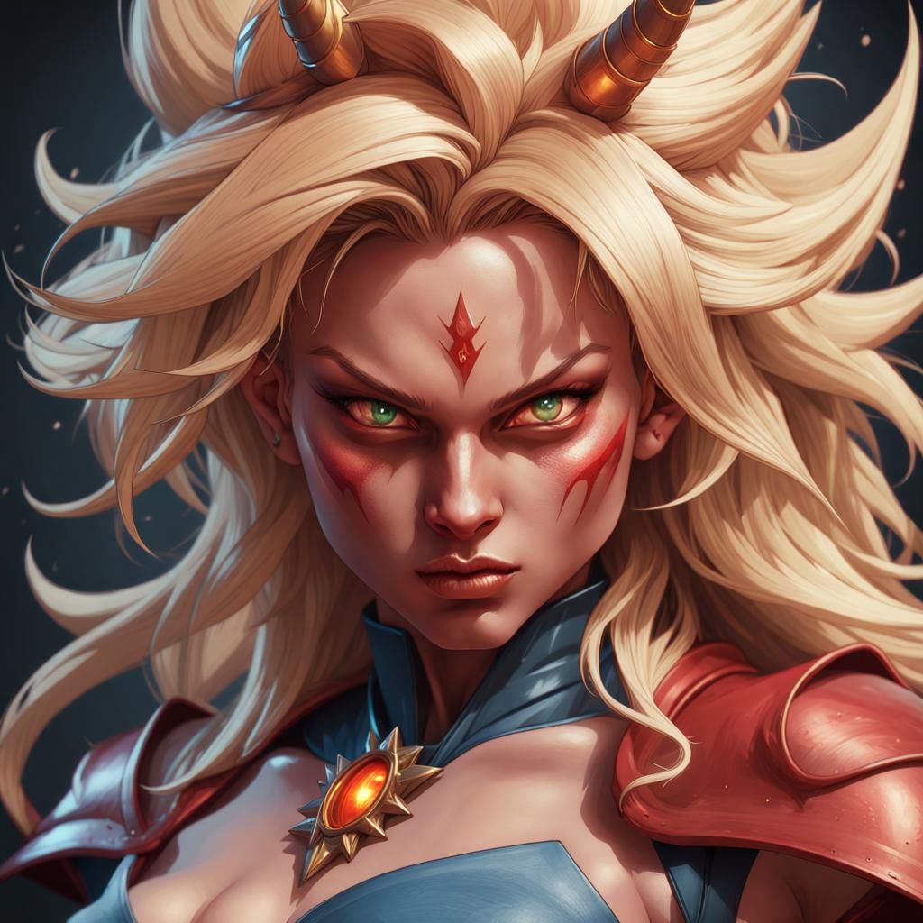 Fiery Female Demon Super Saiyan Portrait