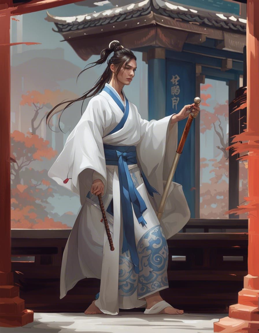 Wudang Warrior at Shanghai Gate, Hyperdetailed Portrait