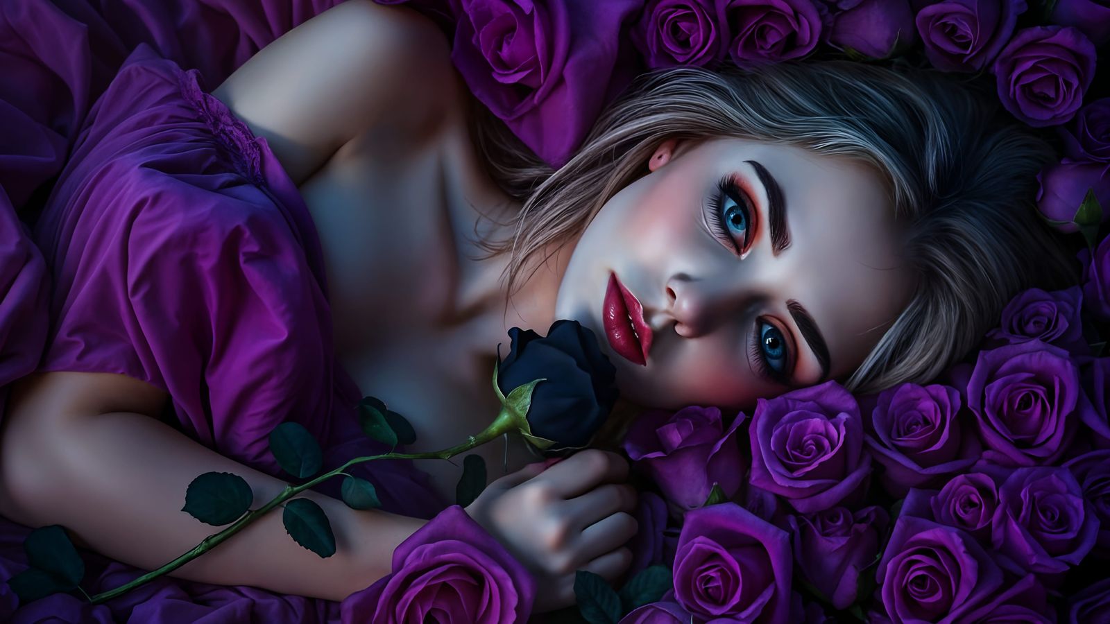 Heartbroken Princess Amidst Enchanted Roses