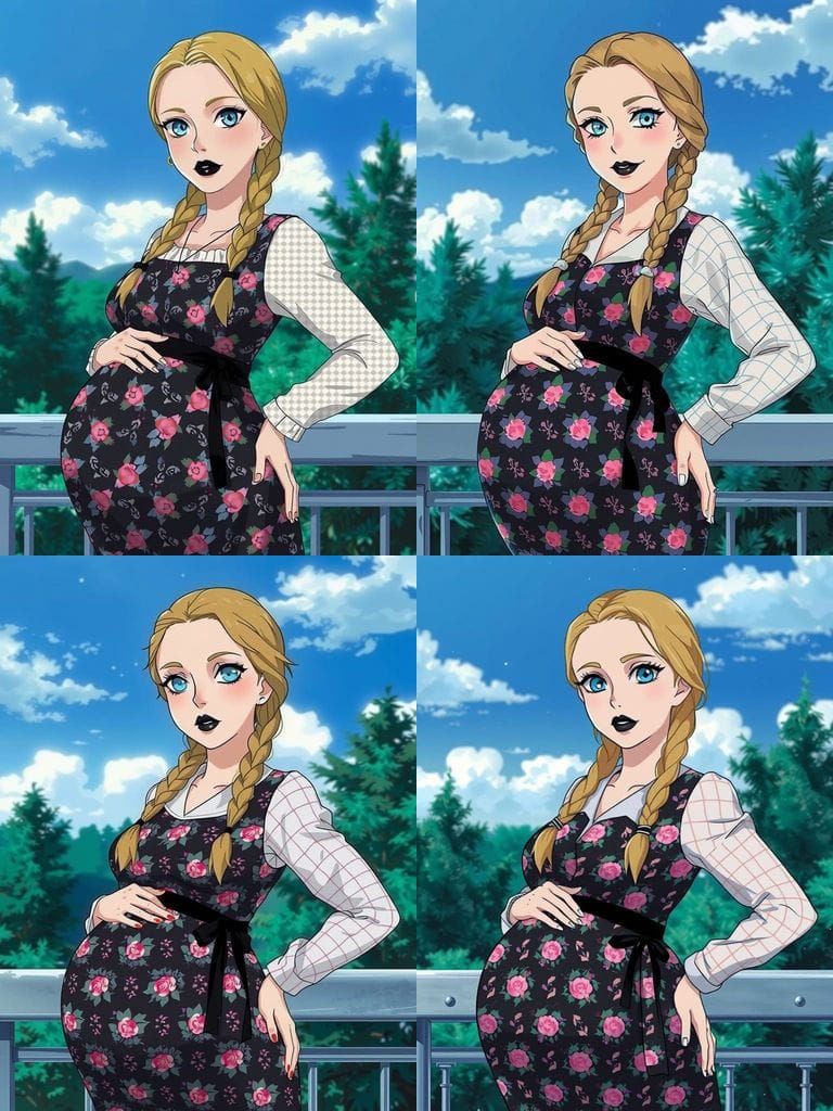 Expectant Mother in Elegant Maternity Gown