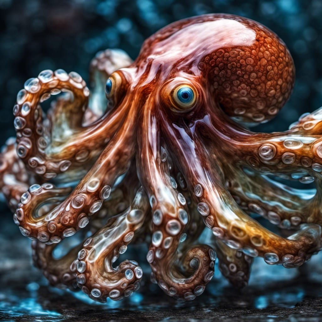 Intricate Blown Glass Octopus in HDR
