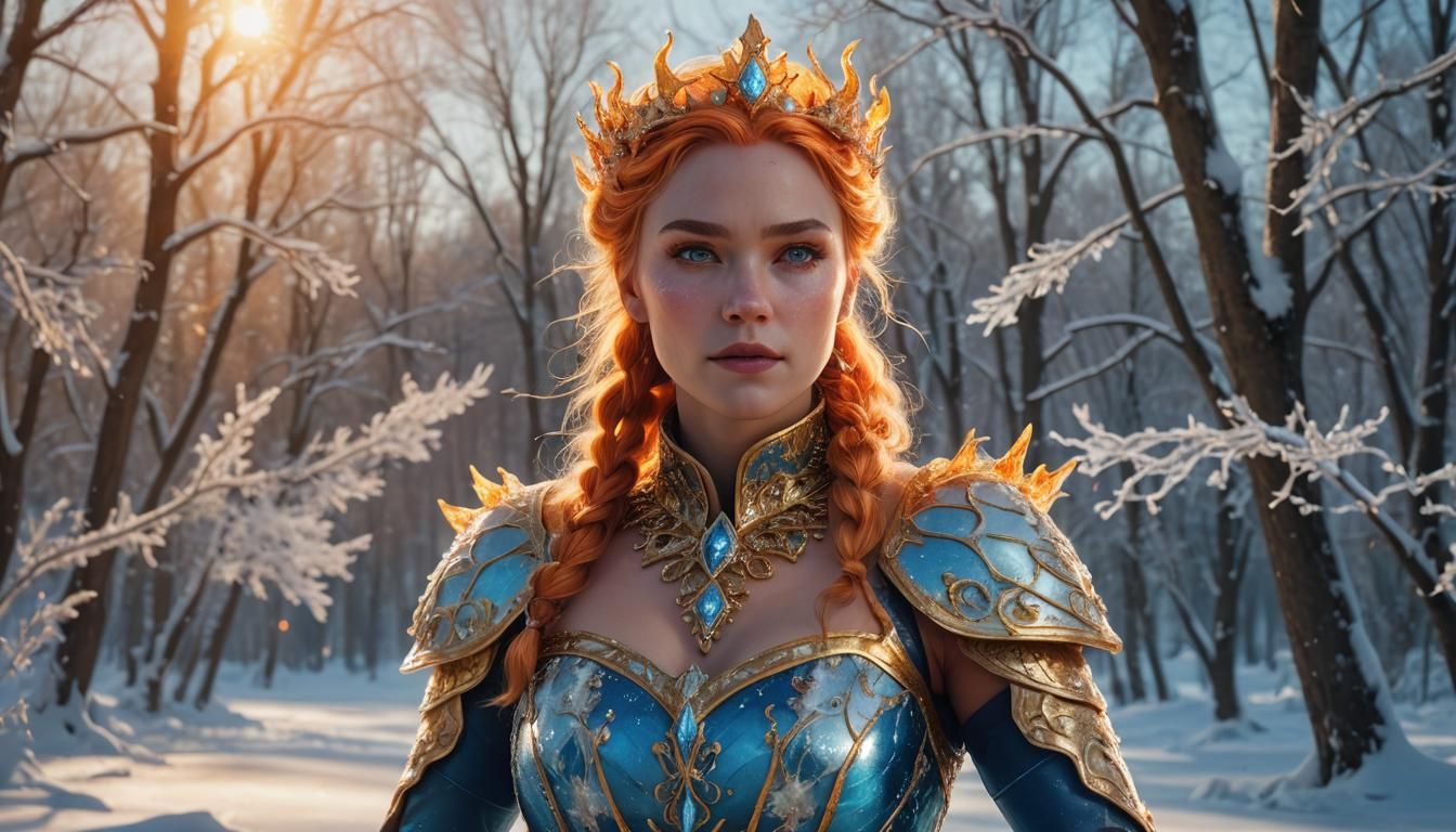 Fire Queen Ice Skating: Fantasy Illustration