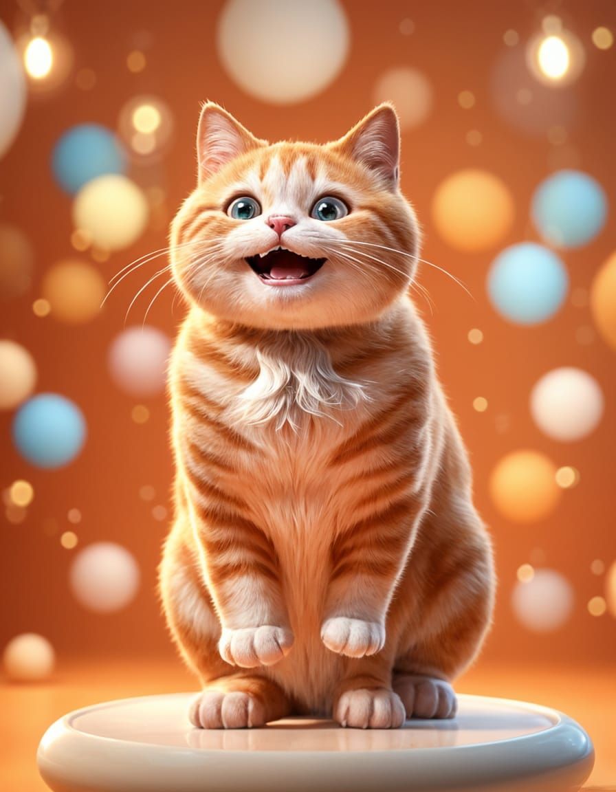 Adorable Ginger Cat Portrait in Pixar Animation Style