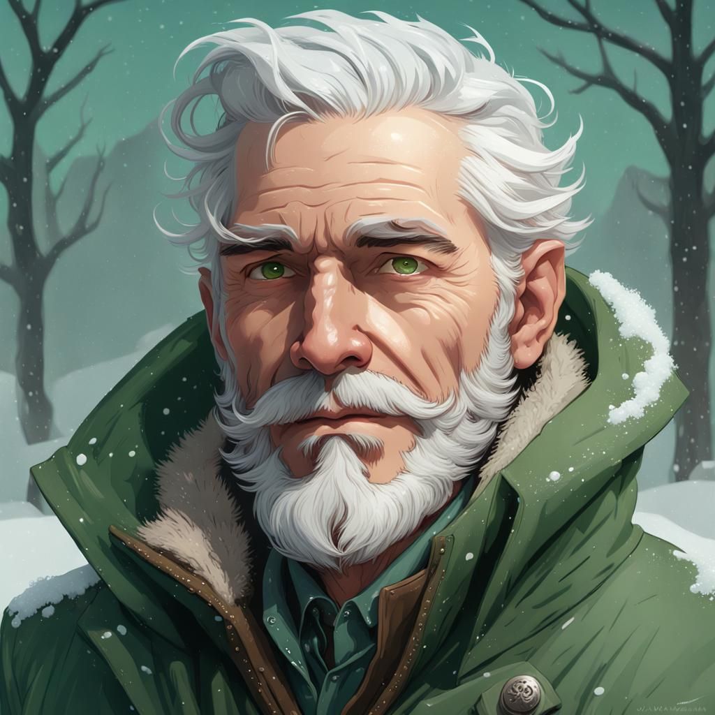 Explorer in Blizzard: Hyperdetailed Portrait by Rutkowski