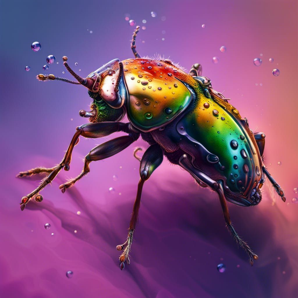 Hyperrealistic Water Droplets on Insect