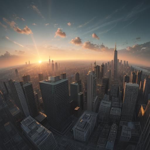 Hyperrealistic Cityscape Photography at Sunset