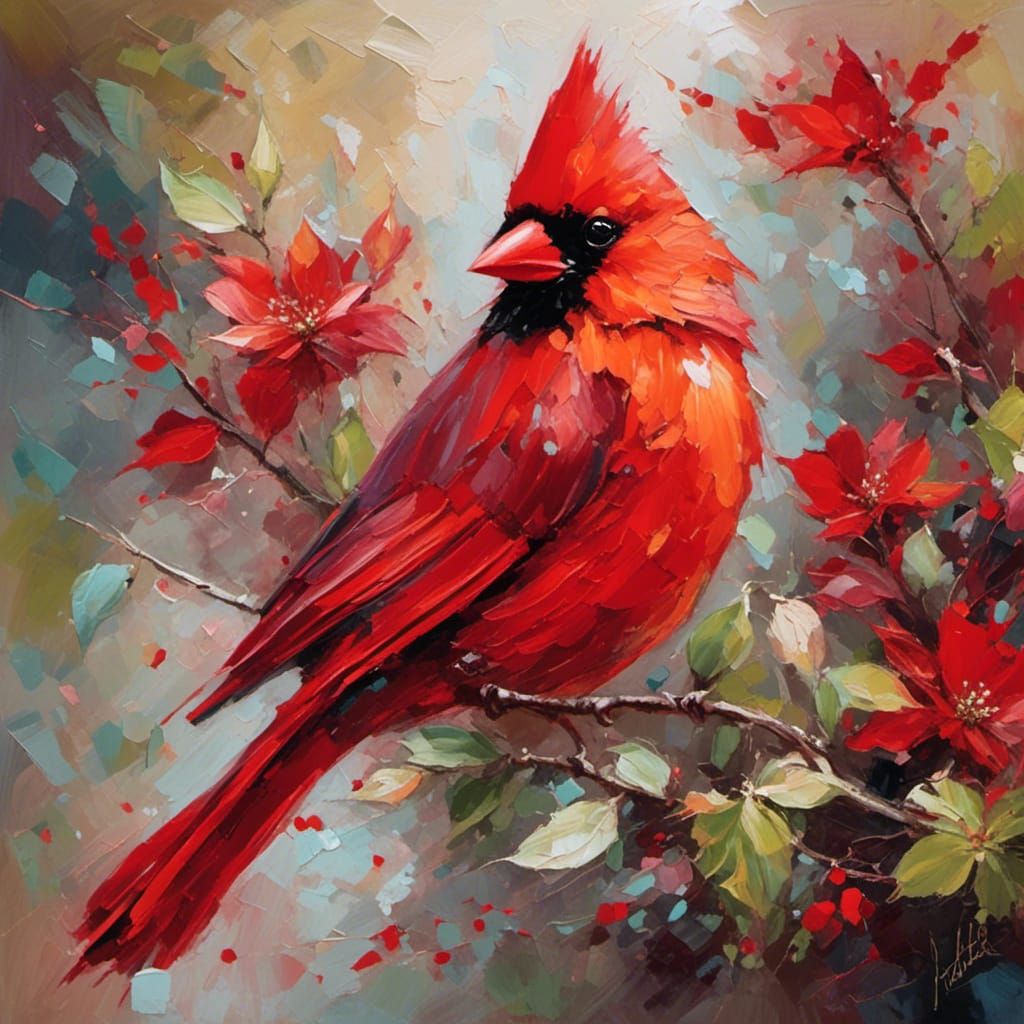 Vibrant Red Cardinal Bird Portrait