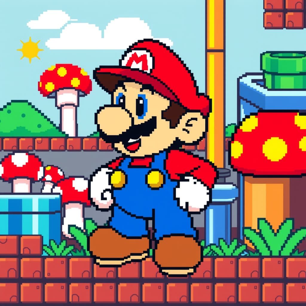 Nostalgic 8-bit Mario Pixel Art
