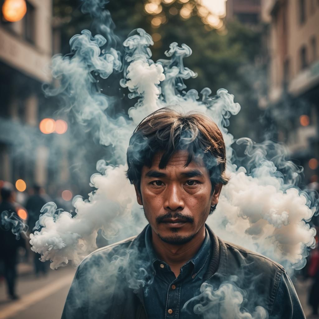 Ethereal Smoke Figure in Professional Photography Style