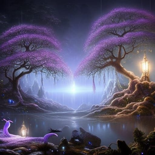 Luminescent Tree in Fantasy Digital Art Style