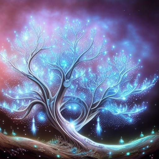 Luminescent Fantasy Tree in Digital Art Style
