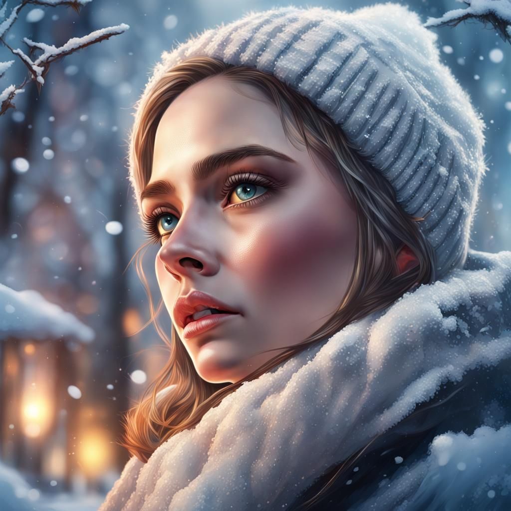 Hyperrealistic Winter Wonderland Splash Art