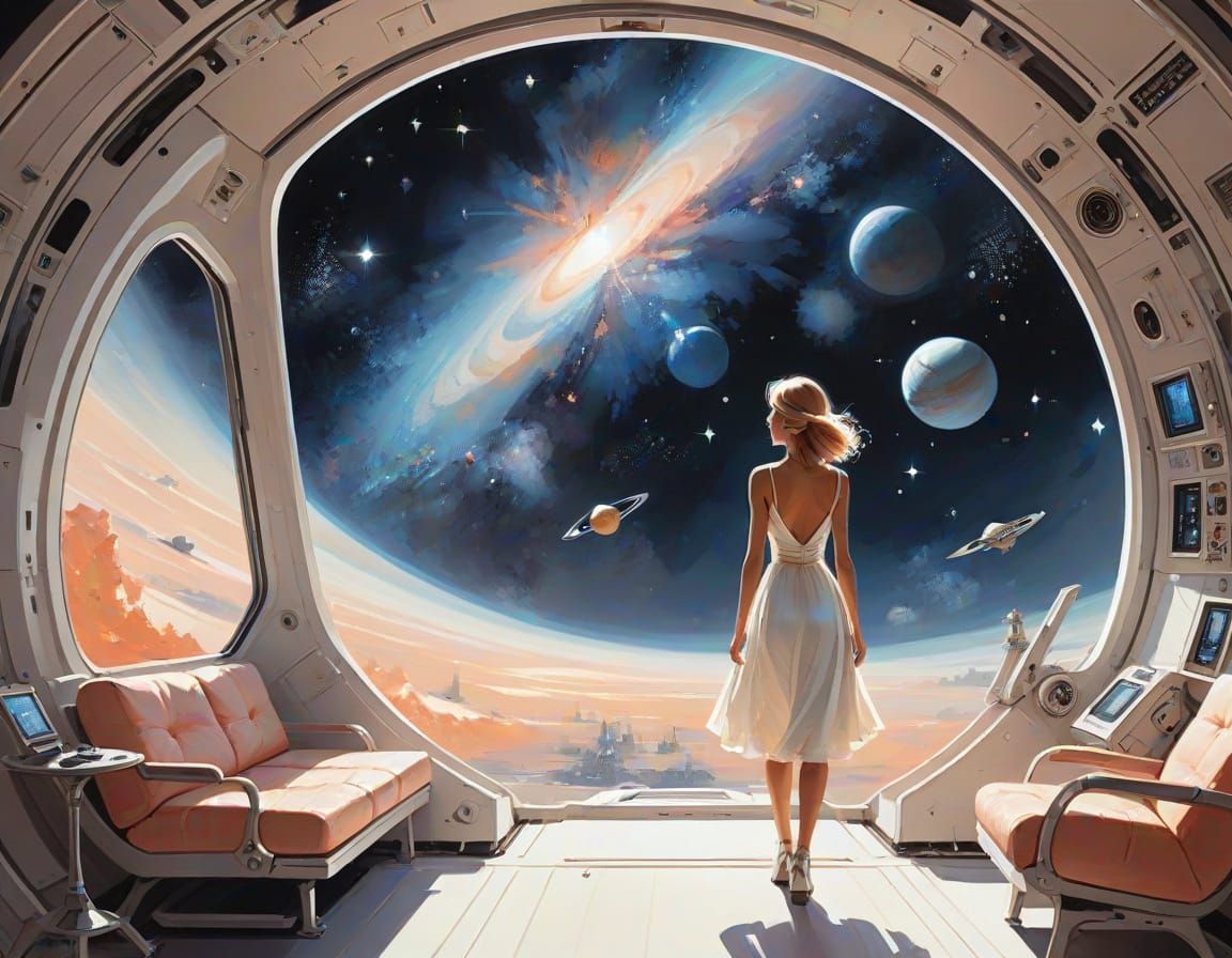 Galaxy View From Spaceship Illustration