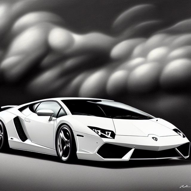 White Lamborghini Superleggera Oil Painting