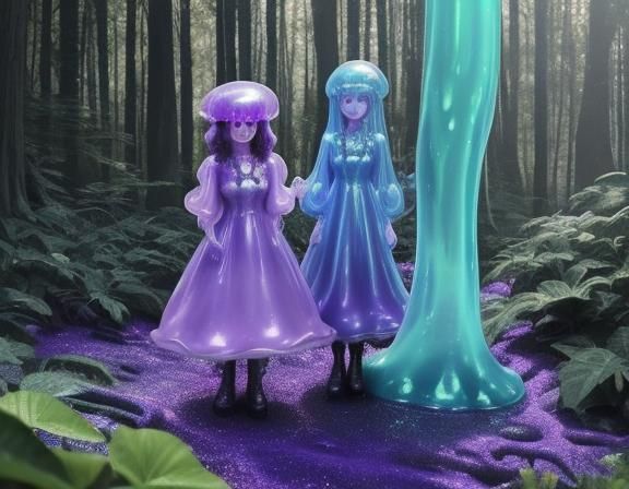 Slime Ladies in a Whimsical Forest