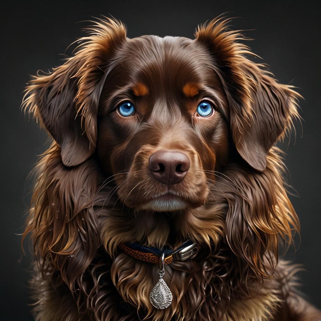 Hyperrealistic Photo of a Cute Wet Brown Dog