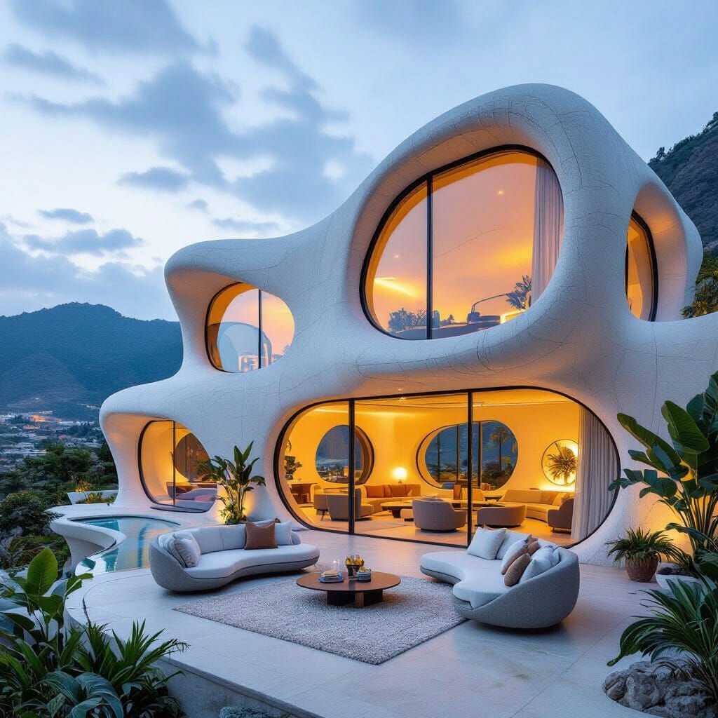 Organic Modern Building with Mountain View