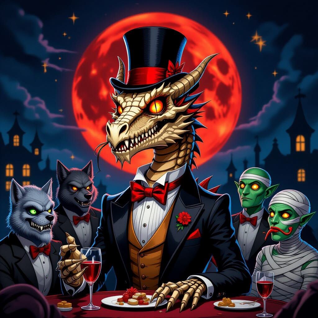 Skeletal Dragon Hosts Spooky New Year's Eve Party