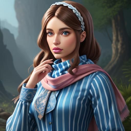 Barbie Doll in Modest Dress, Detailed Digital Art