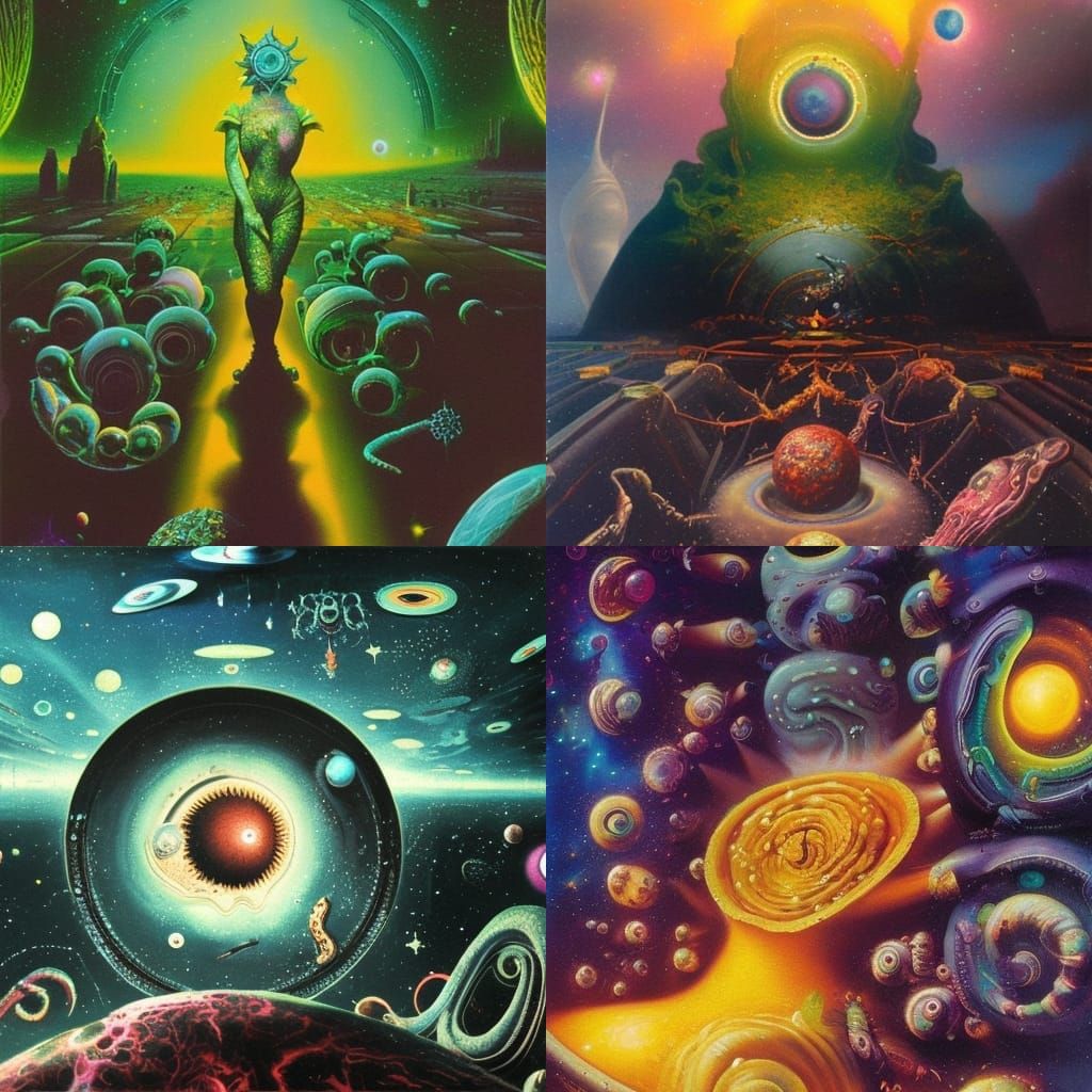 Cosmic Creatures in Cyberpunk Surrealism