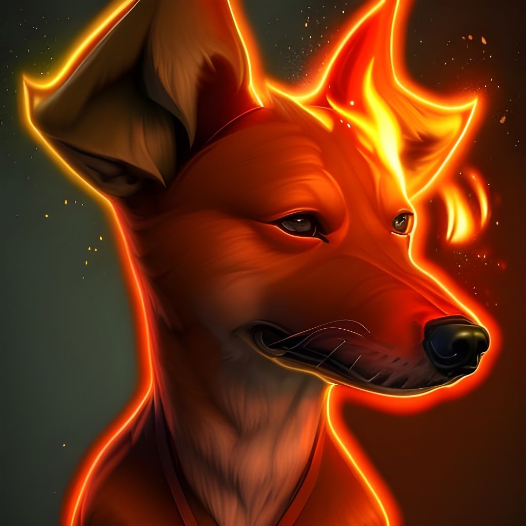 Chibi Red Dog with Runic Magic Portrait
