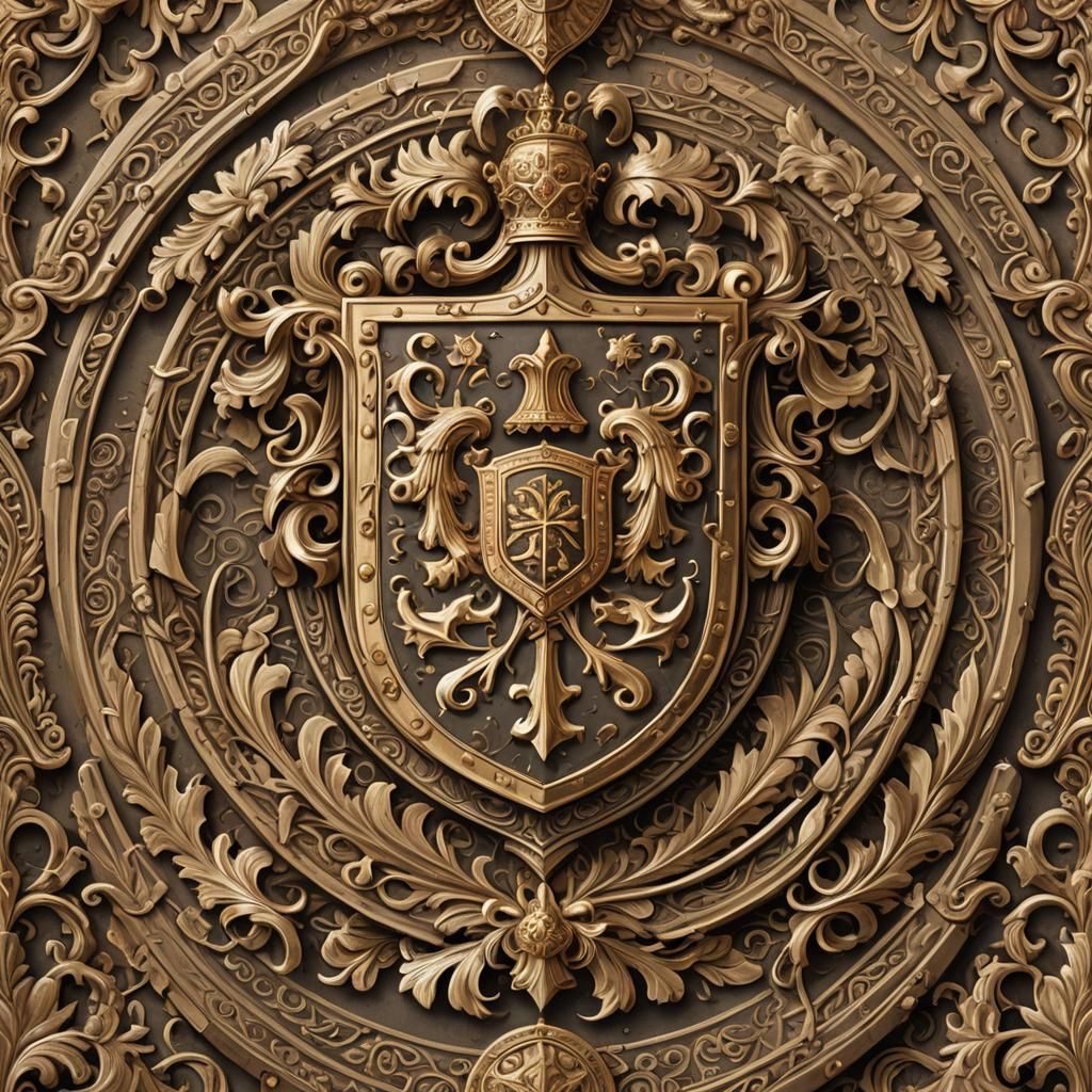 Ornate Hermetic Coat of Arms in Medieval Style