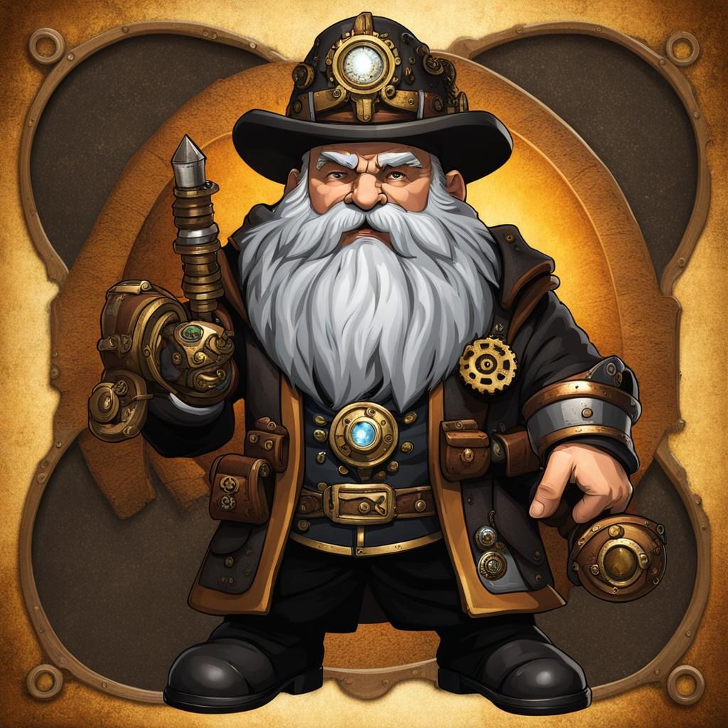 Steampunk Dwarf Magnet Priest in Detailed Art