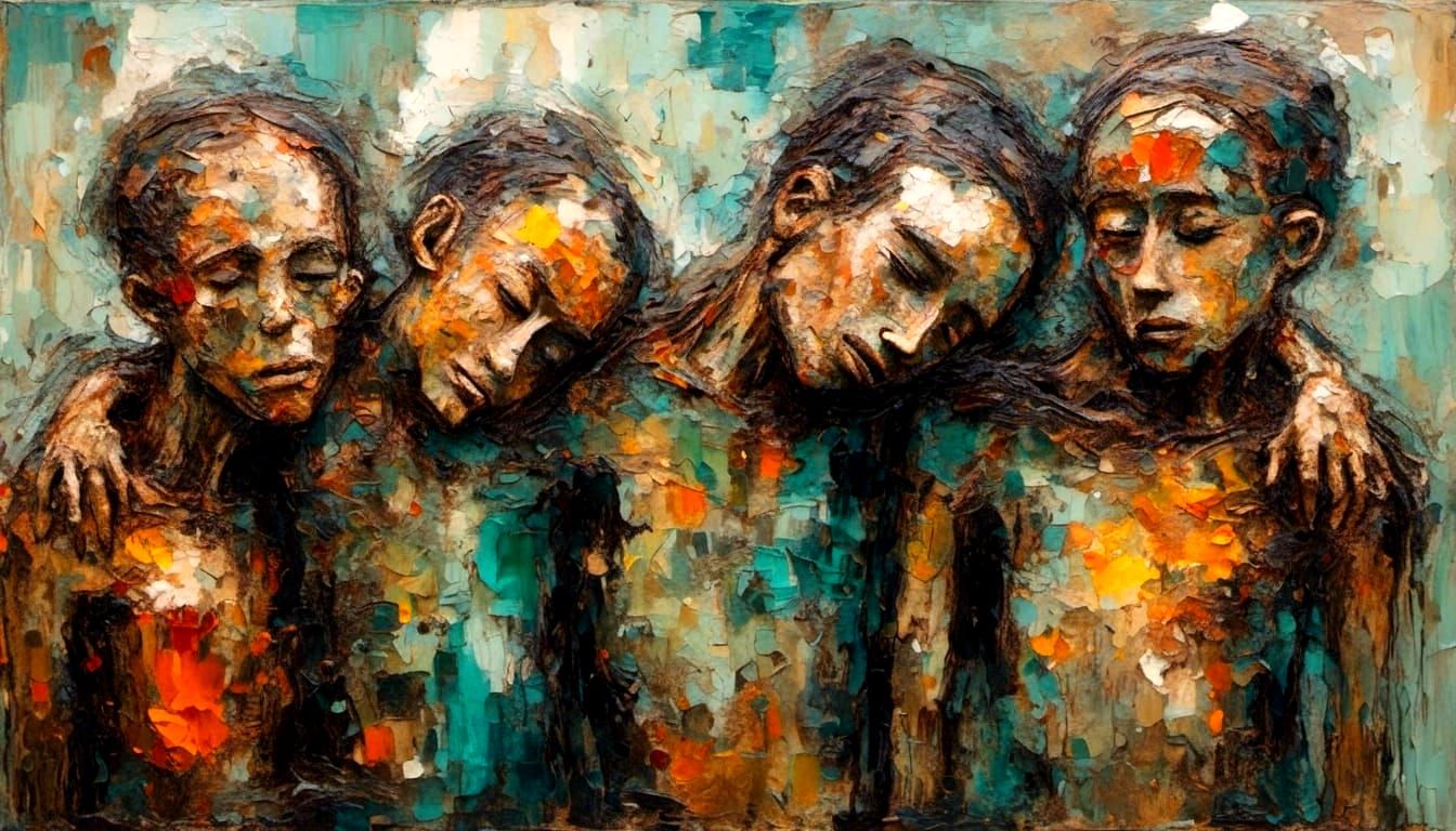 Expressionist Torso Embrace in Oil on Canvas