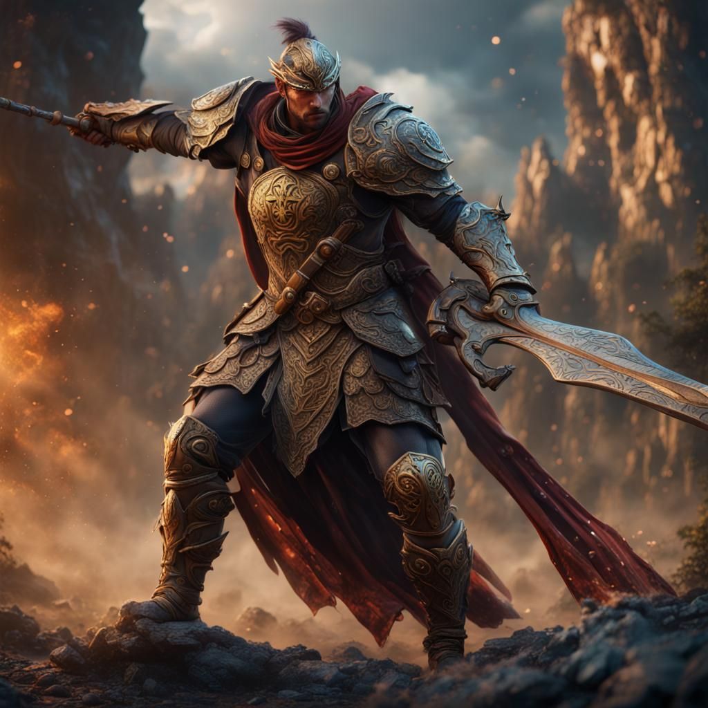 Earth as Male Warrior: Detailed Fantasy Art