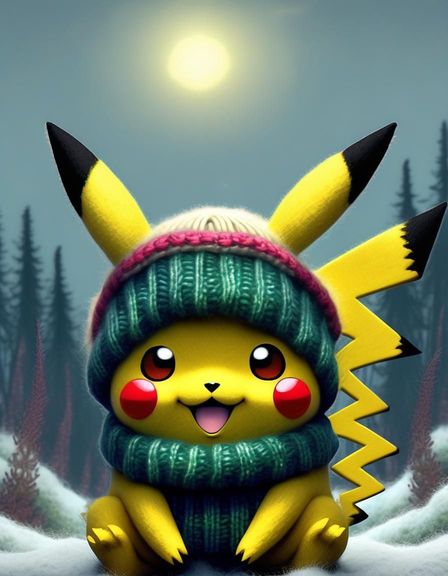 Chibi Pikachu. Winter edition.