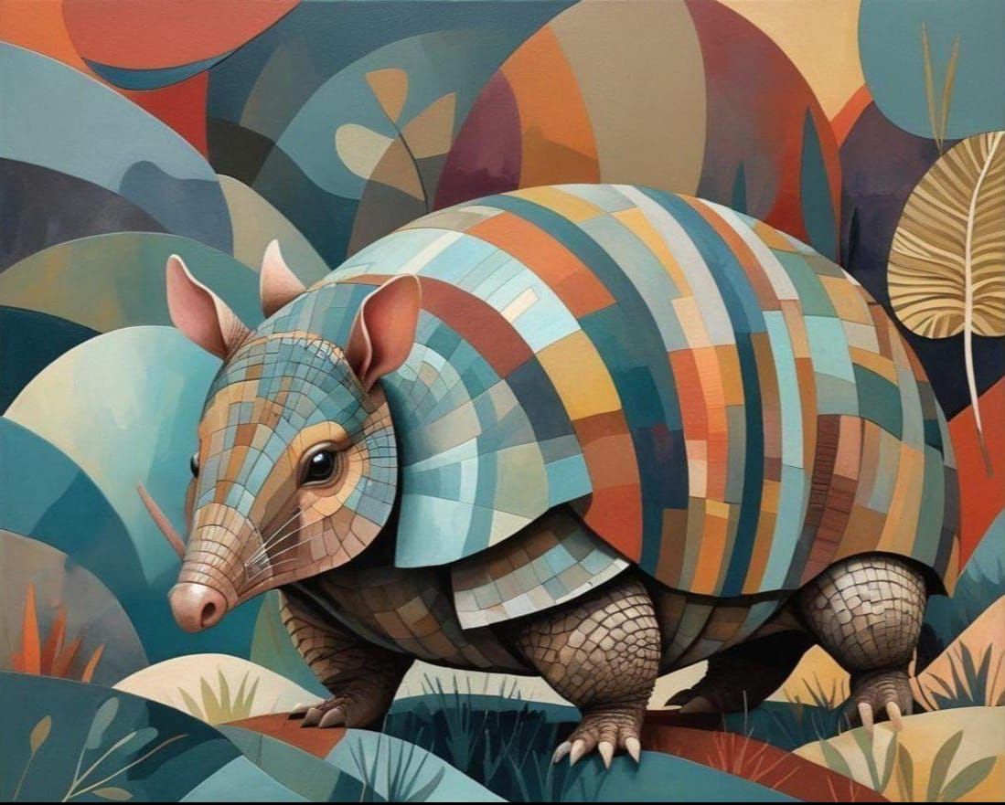 Armadillo in Abstract Landscape by Bisson