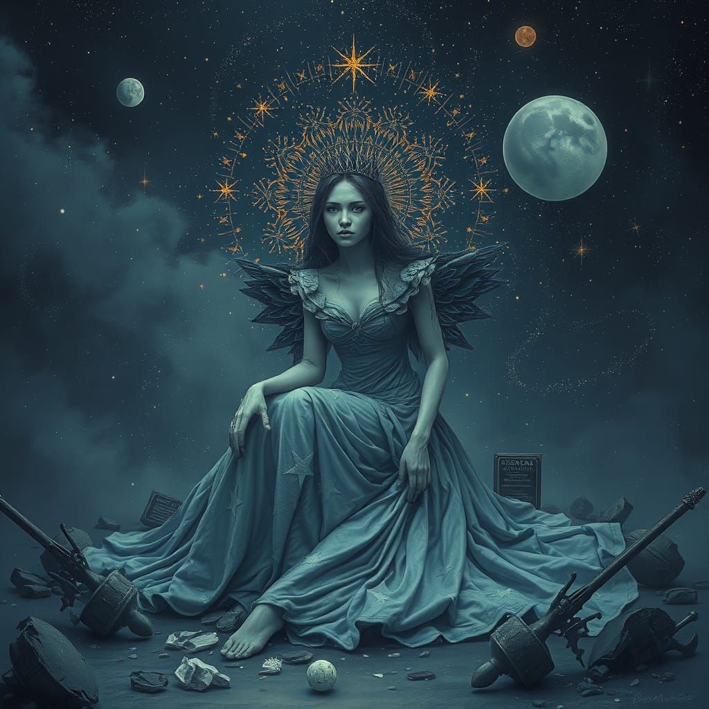 A Melancholic Queen Amidst Shattered Stardust